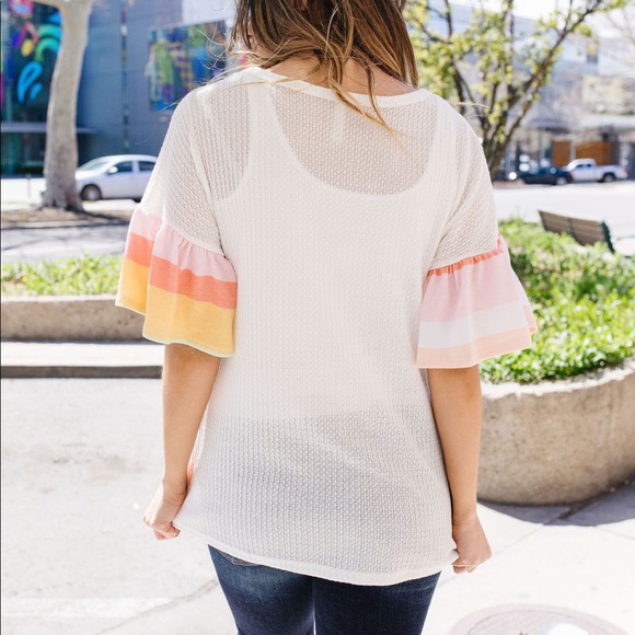 Glass Half Full Pastel Color Block Striped Top - Picture 7 of 8